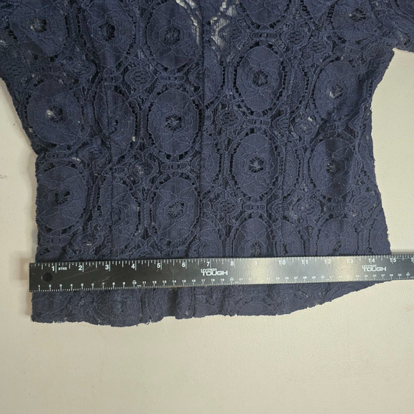 Monteau Cardigan Women's Small Dark Blue Knit Lace Single Button Long Sleeve - Picture 9 of 13